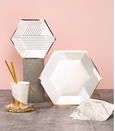 Blanc - White Striped Large Paper Plates - Whoot Party Boutique