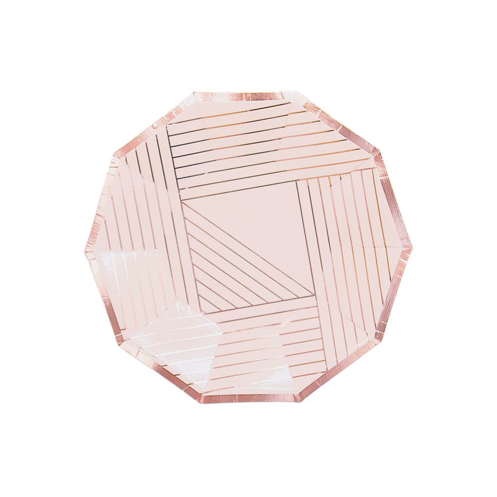 Manhattan - Pale Pink Striped Small Paper Plates - Whoot Party Boutique
