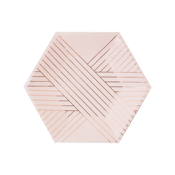 Amethyst - Pale Pink Striped Small Paper Plates - Whoot Party Boutique