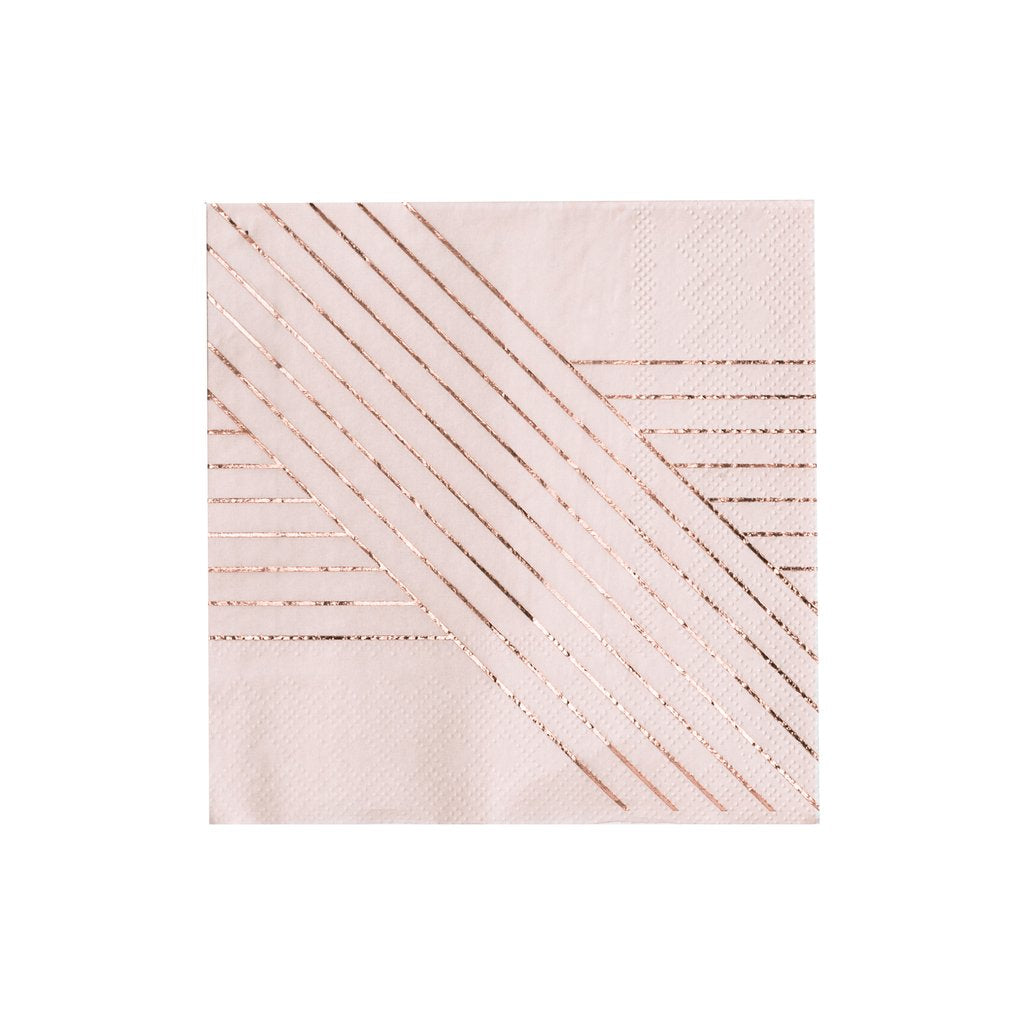 Amethyst - Pale Pink Striped Cocktail Paper Napkins - Whoot Party Boutique