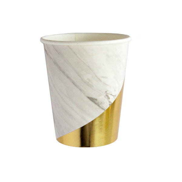 Blanc - White Marble Colorblock Paper Cups - Whoot Party Boutique