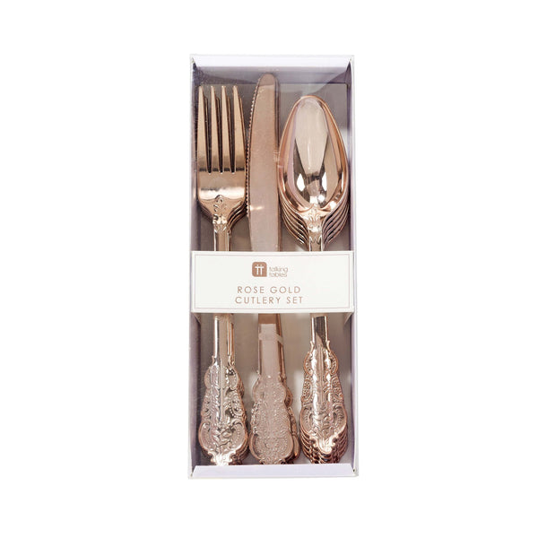 Party Porcelain Rose Gold Cutlery - Whoot Party Boutique