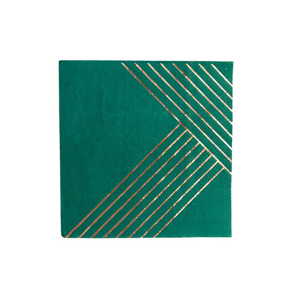Manhattan - Dark Green Striped Cocktail Paper Napkins - Whoot Party Boutique