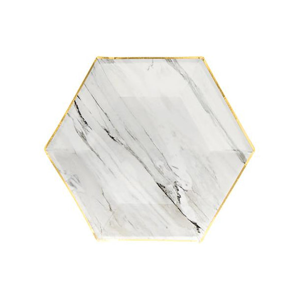 Blanc - White Marble Small Paper Plates - Whoot Party Boutique