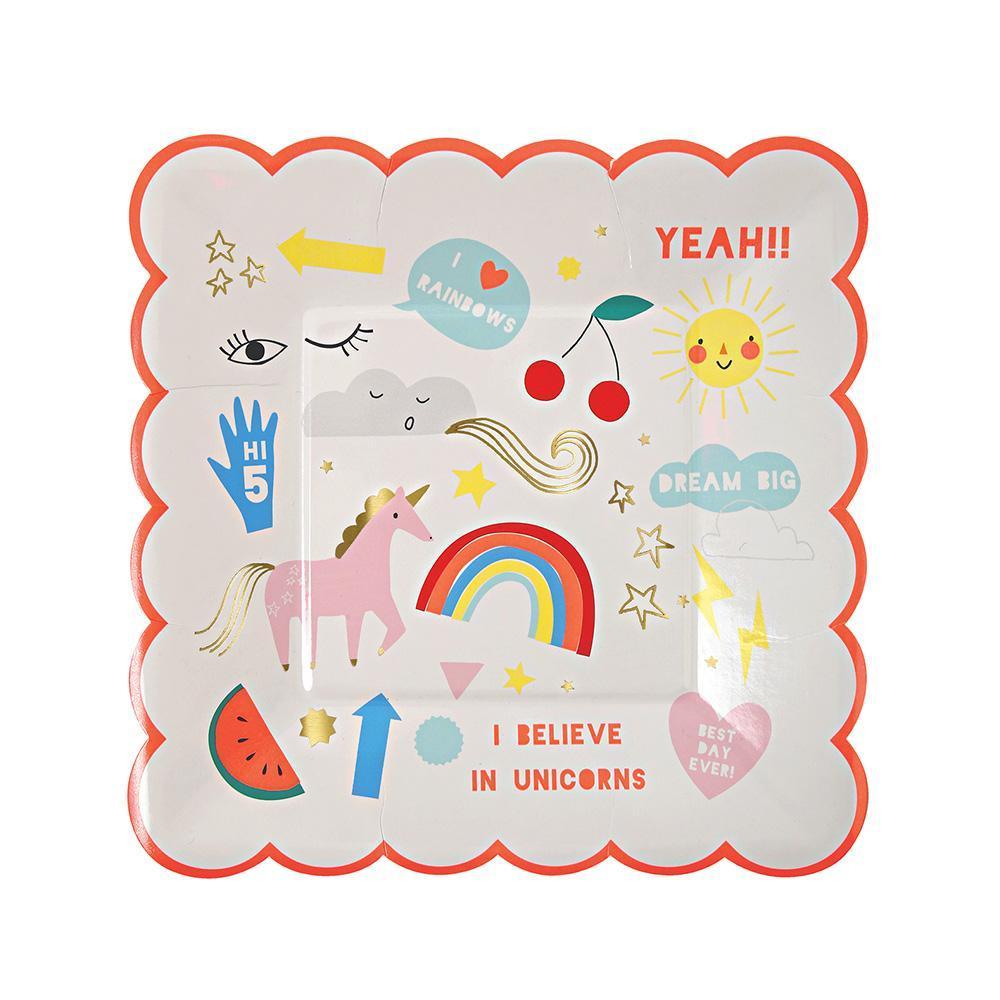 Rainbow & Unicorn Plates (small) - Whoot Party Boutique