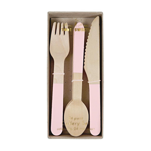 Soft Pink Wooden Cutlery Set - Whoot Party Boutique