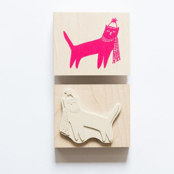 Cat In A Hat & Scarf Rubber Stamp - Whoot Party Boutique